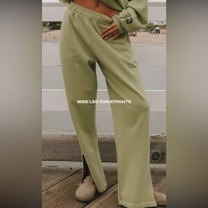 Daily Drills Wide Leg Sweatpants—Matcha. XS/S